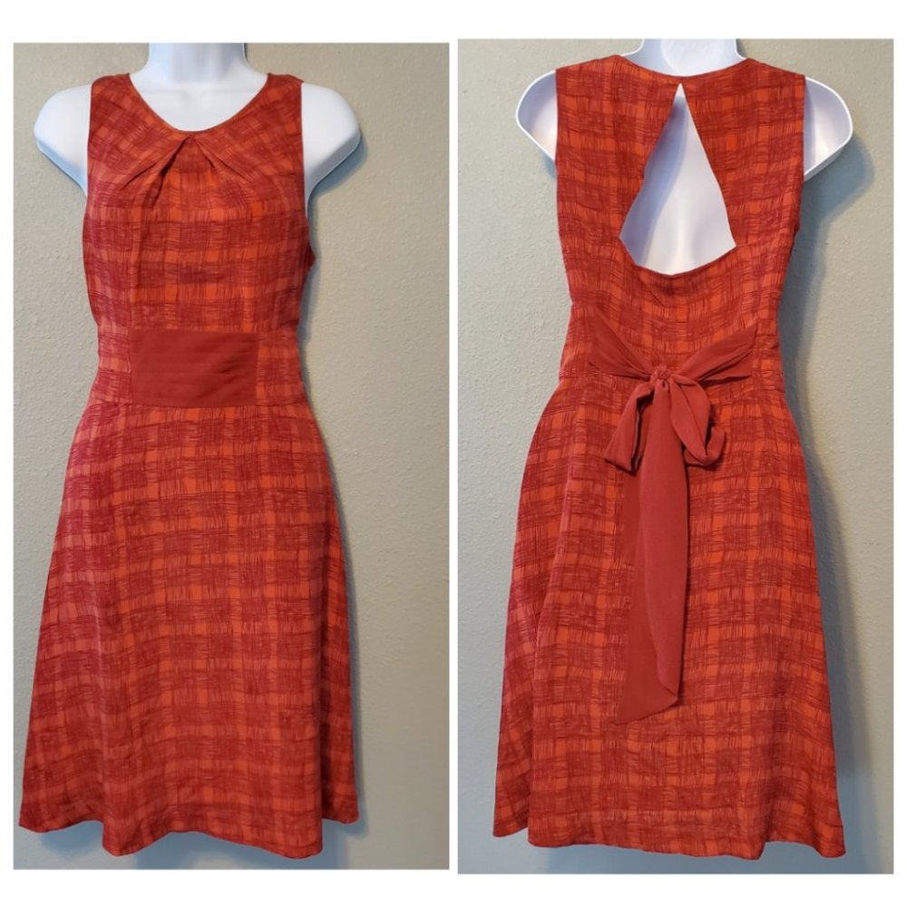 Sleeveless Rust Red Tie-Back Dress